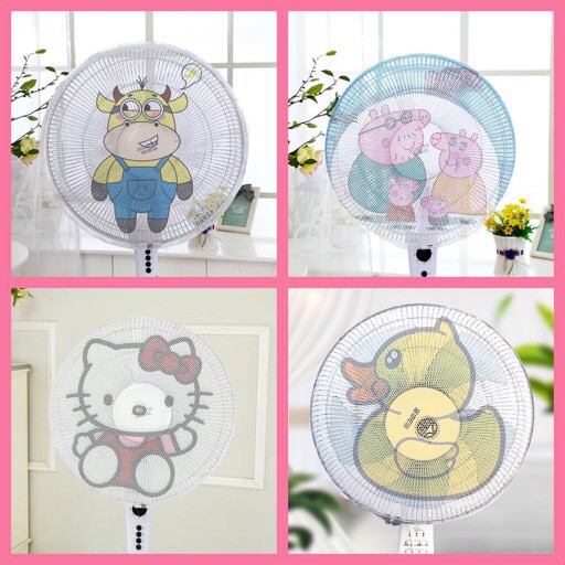 Lưới bọc quạt hình dễ thương ngộ nghĩnh có dây rút tùy chỉnh- an toàn cho bé_𝐏𝟑𝟓