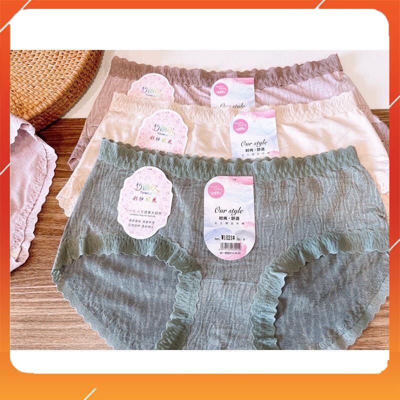 Quần lót nữ cotton thô kháng khuẩn mềm mại thoáng mát cạp viền ren Q2292