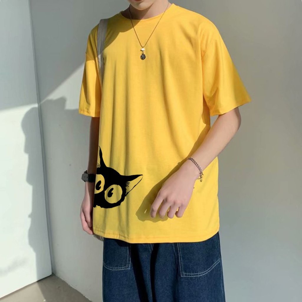 Áo Thun Tay Lỡ In Mèo Lấp Ló Unisex Freesize Dưới 75kg ATIN12 | BigBuy360 - bigbuy360.vn