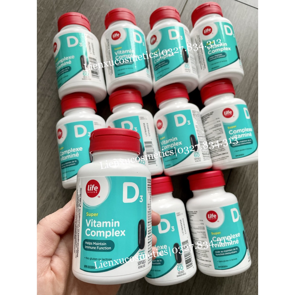 Viên uống D3 complex Life brand Canada 60 viên; HSD 2025