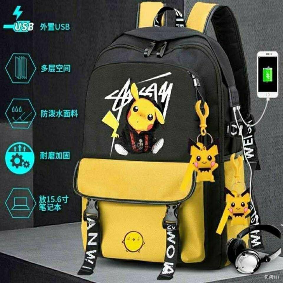 Túi đeo học sinh Quảng Châu Pikachu nam và nữ Xu hướng thời trang Du lịch Ba lô Máy tính Tiểu Trung Cơ sở