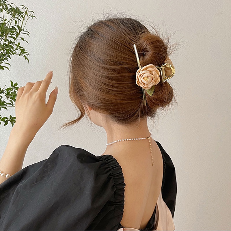 Kẹp Tóc Kim Loại Họa Tiết Hoa Thanh Lịch Dành Cho Nữ