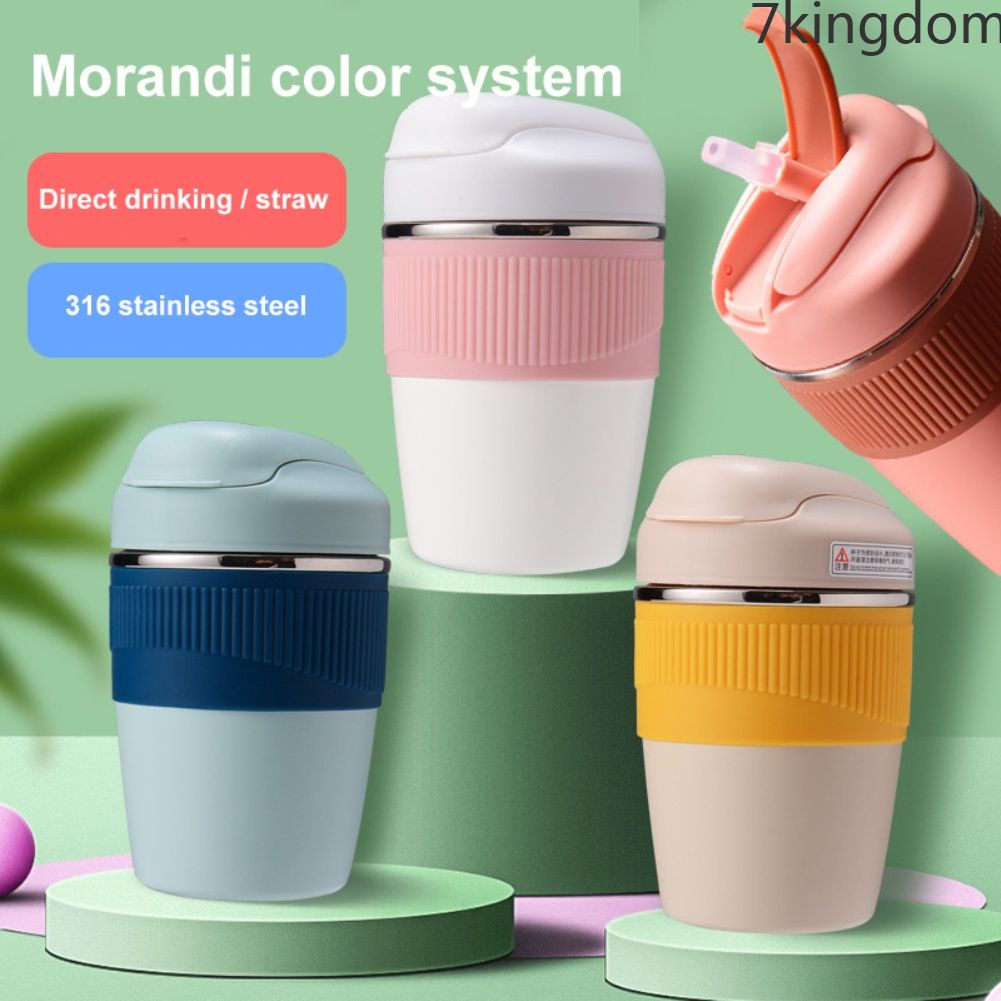 Cốc Uống Cà Phê Bằng Thép Không Gỉ Có Ống Hút Cho Trẻ Em Mới