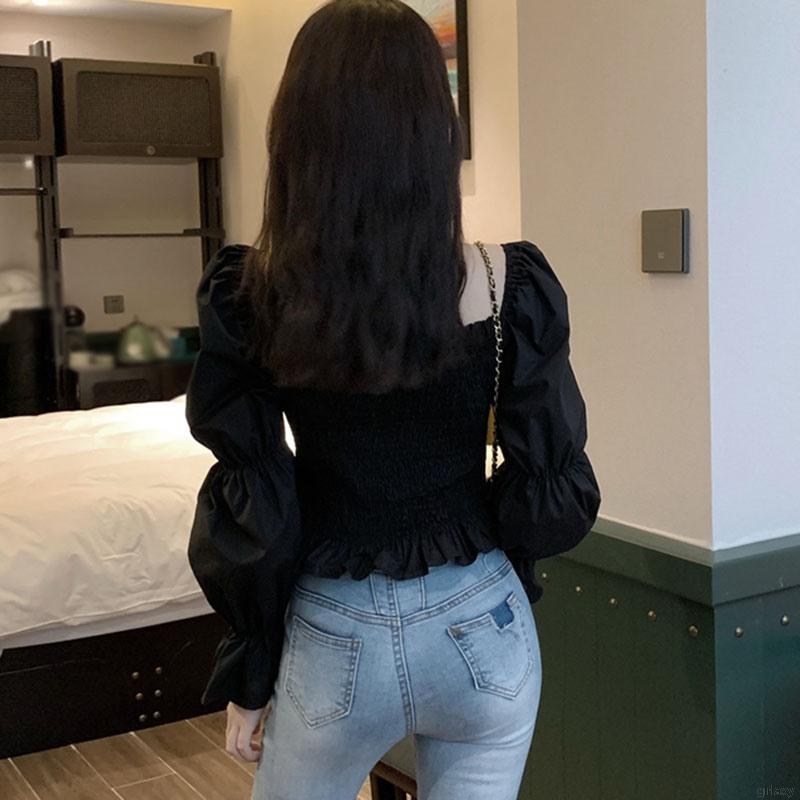 Áo thời trang tay dài cổ vuông trẻ trung sành điệu cho nữ