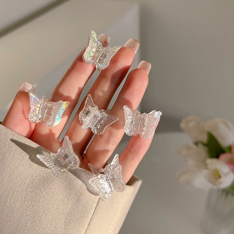 Kẹp Tóc Hình Bướm Bằng Acrylic Màu Trơn Trong Suốt Đơn Giản Phong Cách Pháp