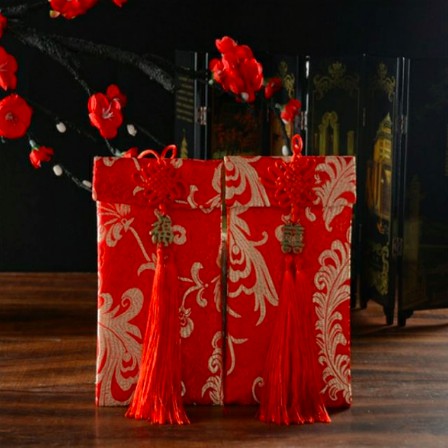 Lì xì vải gấm CHỮ HỶ cao cấp (size 17x9 cm)
