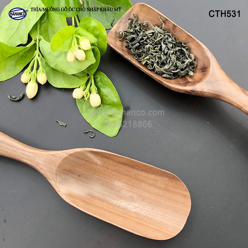 Thìa/Muỗng xúc trà gỗ óc Chó (15cm) cafe, xúc gia vị, ăn uống sạch, decor - CTH531