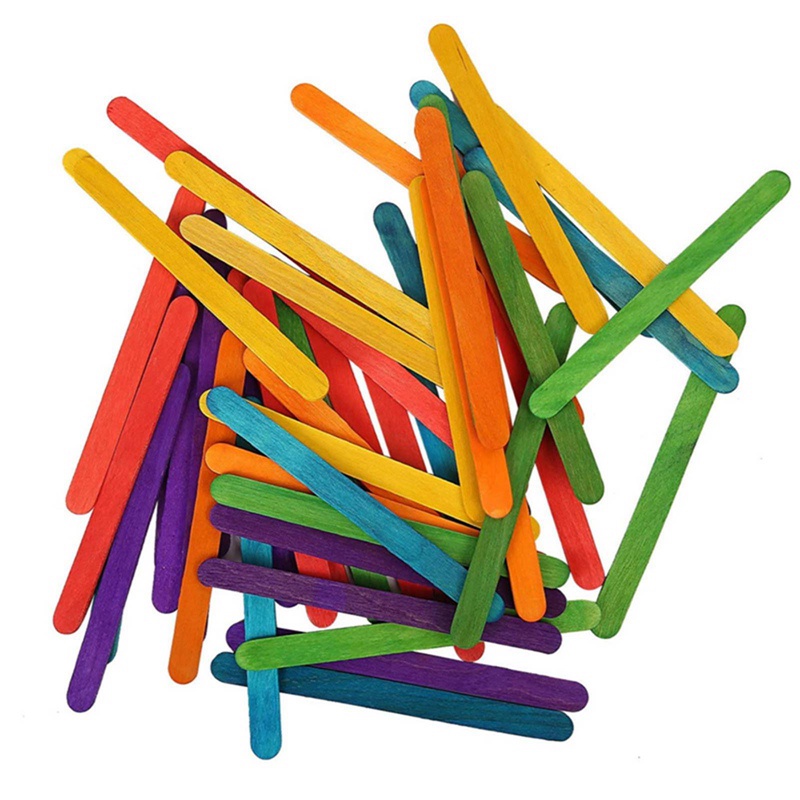 Set 50 Que Gỗ Làm Kem Nhiều Màu Cho Bé