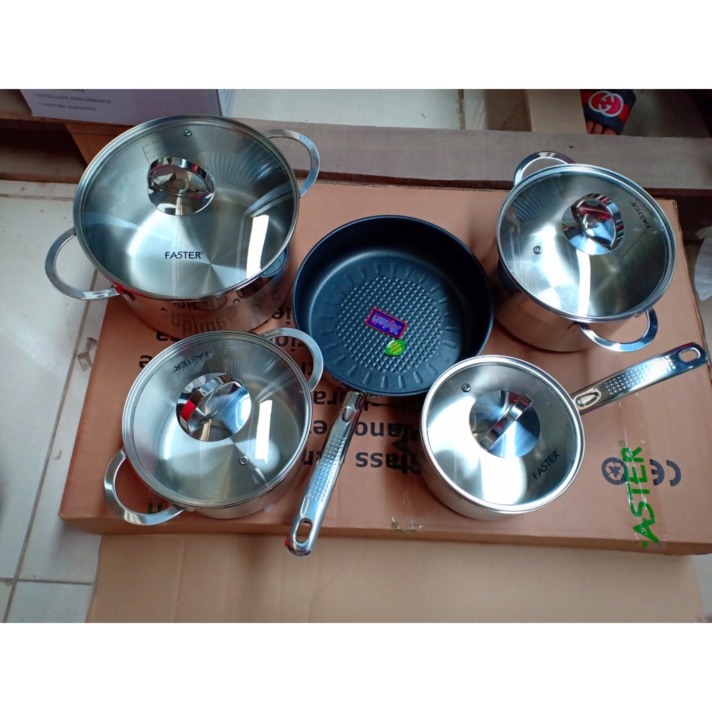 Bộ nồi chảo inox 304 cao cấp Faster Melody ✅ 5 món chuyên dụng cho bếp từ