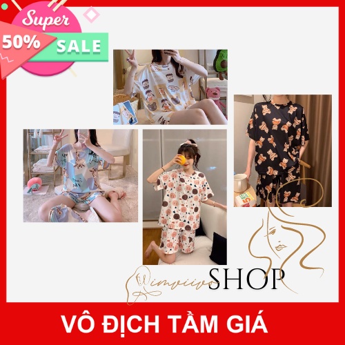 Bộ Ngủ Nữ Cộc Tay Icon Set Quần Áo Ngắn Hình Cute X013 | BigBuy360 - bigbuy360.vn