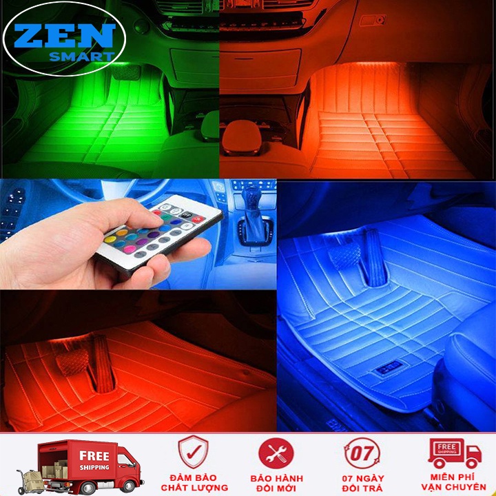 Đèn Led Gầm Ghế Ô tô Loại 4 dải LED Có Điều Khiển, Cảm Biến Theo Nhạc