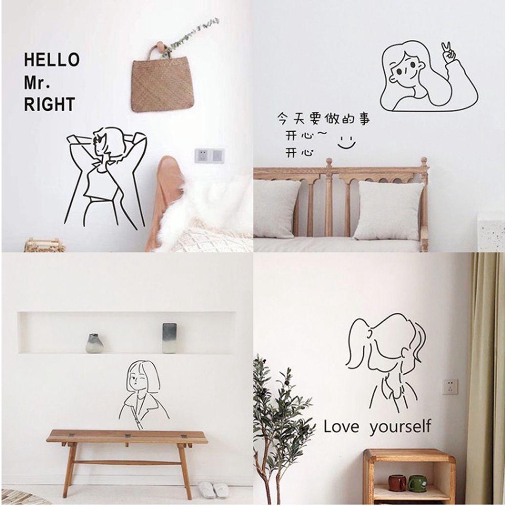 LAKAMIER Sticker Dán Tường Chống Thấm Nước Hình Chân Dung Cô Gái Dùng Trang Trí Nhà Tắm