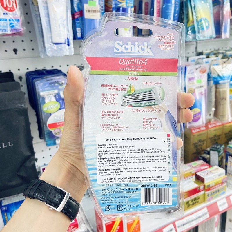 Dao cạo Wax lông cao cấp Schick Quattro set 3 cái Nhật Bản