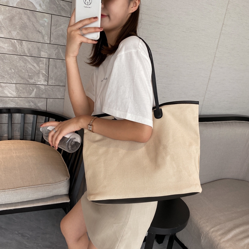 Popular Korean canvas big shopping bag 2020 new bag Women new niche handbag  large capacity