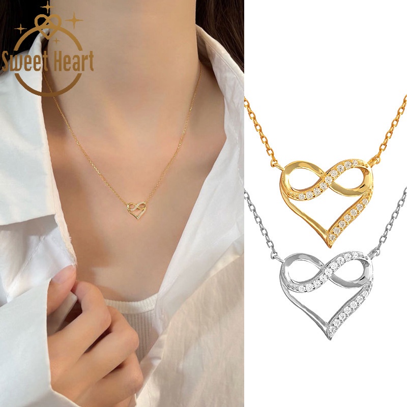 Áo Kiểu Hàn Quốc Đính Kim Cương Lấp Lánh Xinh Xắn Cho Nữ Vòng cổ Thiết Kế Hình Trái Tim Đơn Giản Có 8 Hàng Mới Cho Nữ