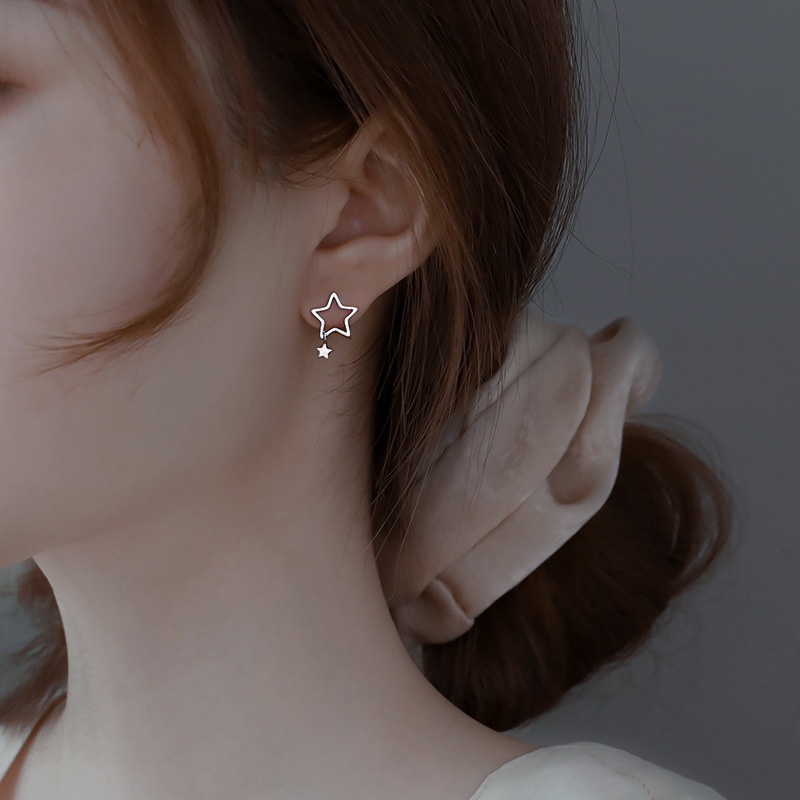 Bông tai xỏ lỗ hình tròn/ ngôi sao đơn giản thời trang cho nữ