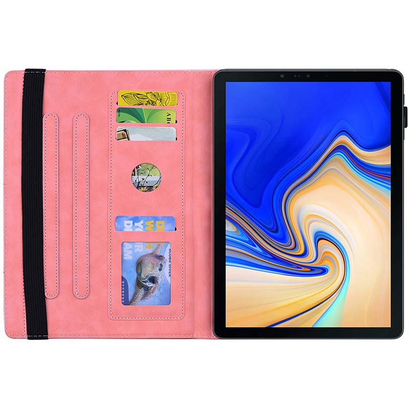 Bao Da Pu Máy Tính Bảng Nắp Lật Kiêm Giá Đỡ Họa Tiết Hoa Dập Nổi Cho Samsung Galaxy Tab S4 10.5 2018 Sm-t830 Sm-t835 Sm-t837 10.5 Inch Ốp