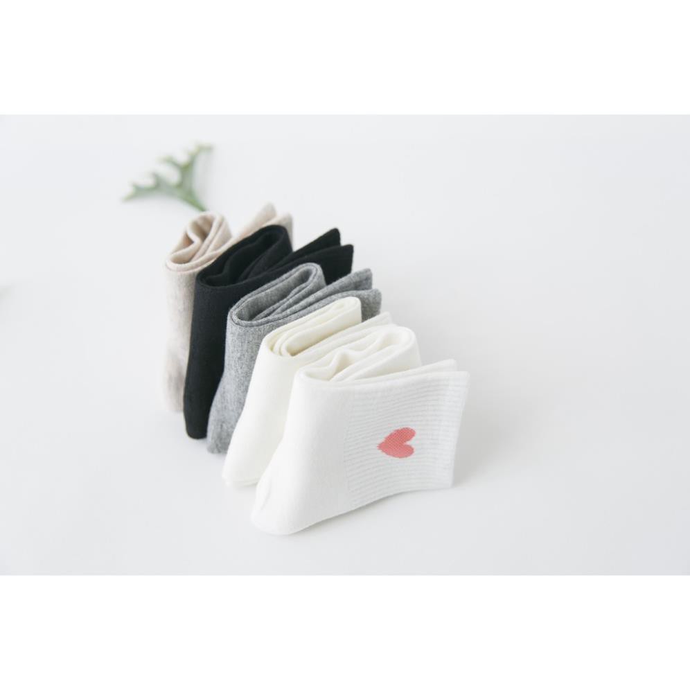 Tất Cao Cổ Tim Tất Tất Cotton Cổ Cao In Họa Tiết Tim Phong Cách Nhật Hàn Phong cách Ulzzang