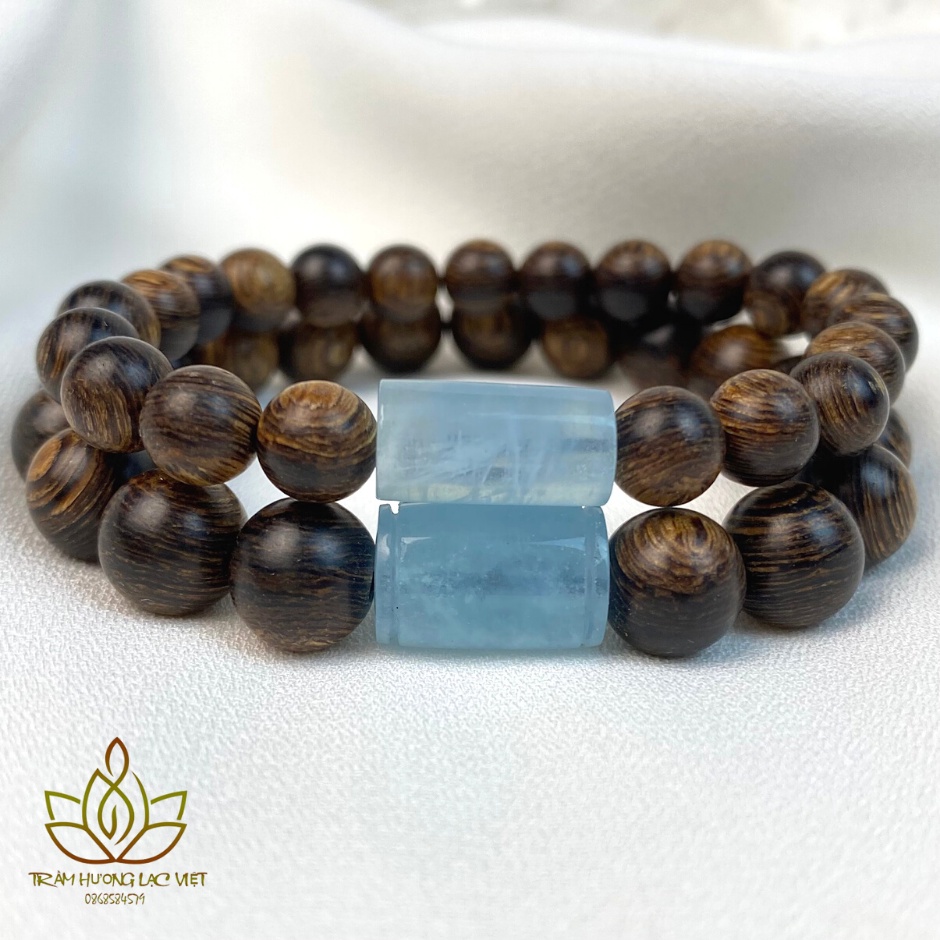 Vòng Tay Trầm Hương Sánh Chìm Mix Đá Phong Thủy và Charm May Mắn - Lạc Việt Trầm Hương
