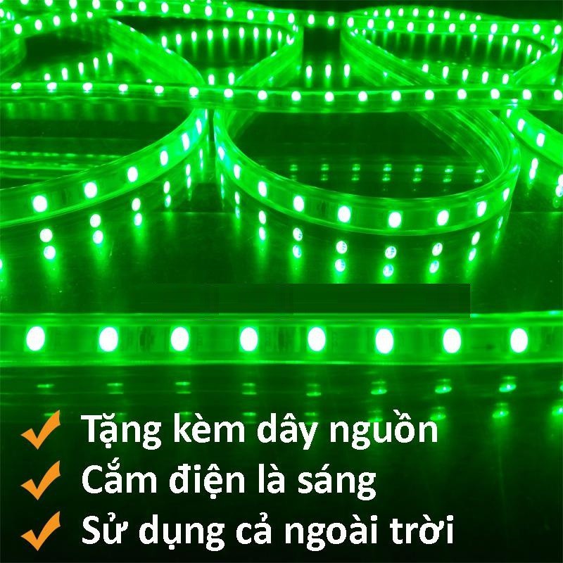 Đèn LED dây 5050 5M ống nhựa 220v tặng kèm 1 dây nguồn tốt