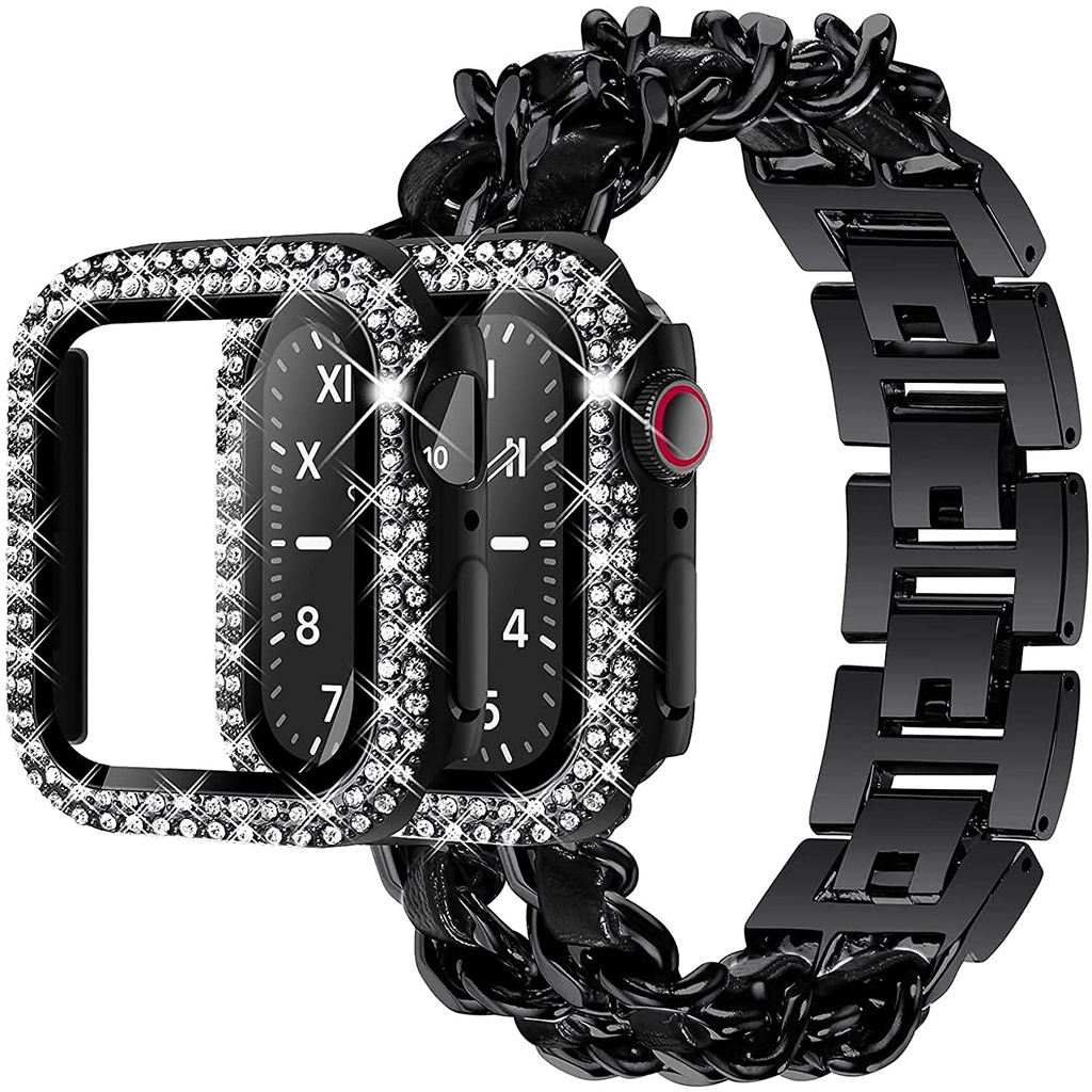 Ốp Đồng Hồ Kim Loại 2 Trong 1 Sang Trọng Cho Apple Watch 7 41mm 45 6 Se 5 4 3 38 42 44 40 T500