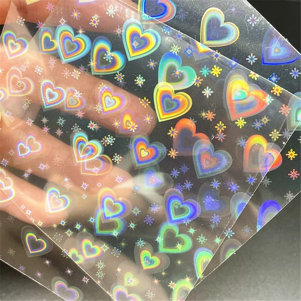 [Hàng mới về] Miếng dán trang trí móng tay hình trái tim/ngôi sao 3D màu sắc lấp lánh