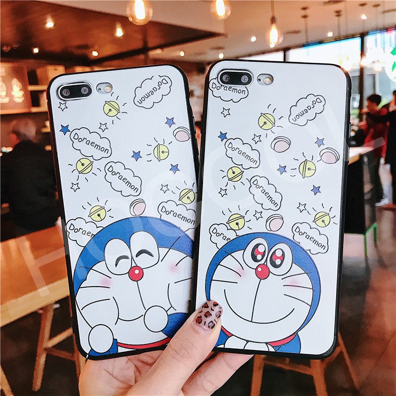 Ốp điện thoại TPU mềm chống sốc in hình Doraemon ăn bánh rán xinh xắn cho iPhone 6 6S 7 8 Plus X XS MAX XR