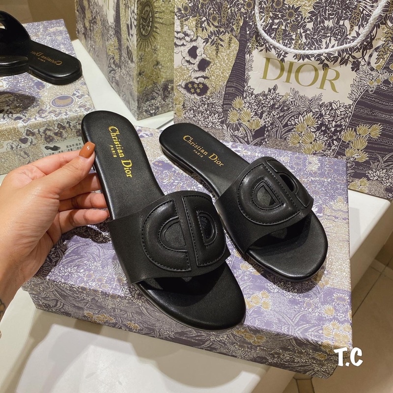 Dép lê D i o r da trơn mũi lợn fullbox