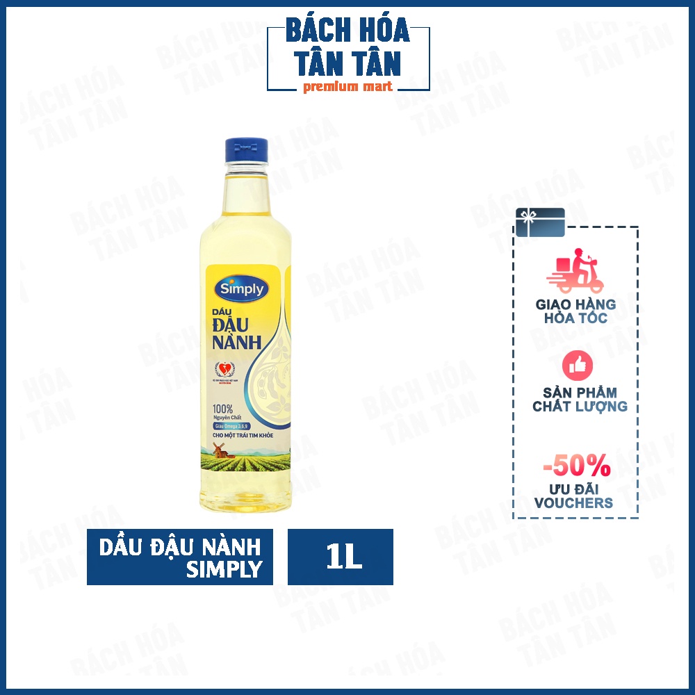 Dầu ăn đậu nành Simply chai 1L, nguyên chất 100%