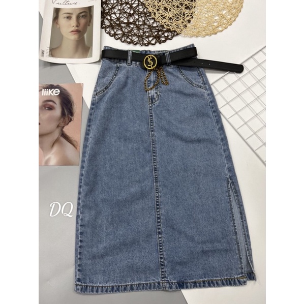 Chân váy Jeans đai Y S L hàng Quảng Châu