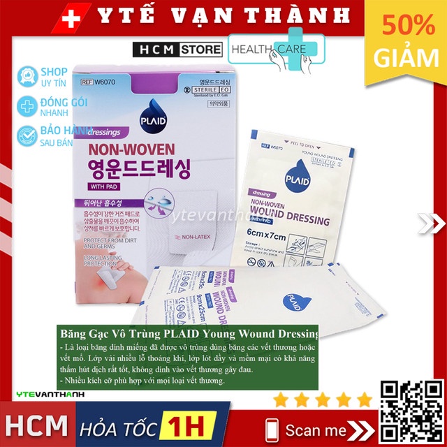 Băng Gạc Vô Trùng PLAID Young Wound Dressing | (Nhiều Size) -VT0643