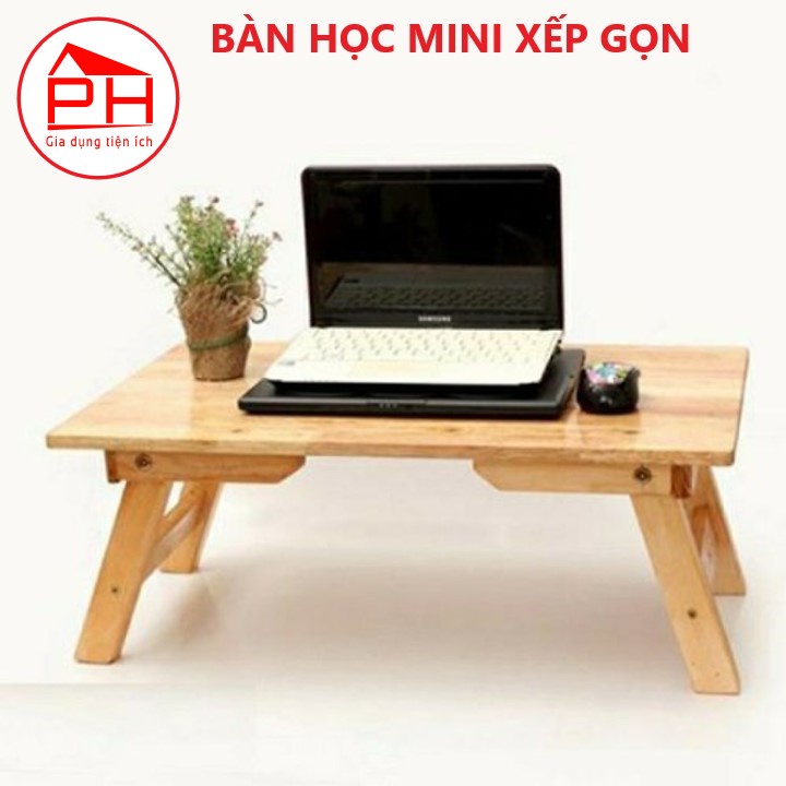 BÀN GỖ DẤP GỌN (60x40cm - Cao 26cm) Bàn gỗ gấp mini cho bé làm bàn học xếp gọn gỗ tự nhiên - Gia dụng Phước Hòa