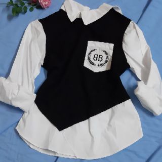 Áo sơ mi BB phối thun co giãn