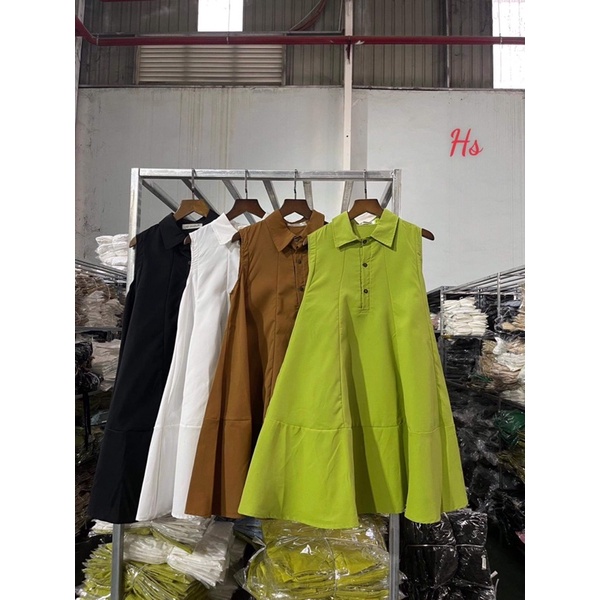 Váy cổ bẻ cài cúc ba lỗ HSU1