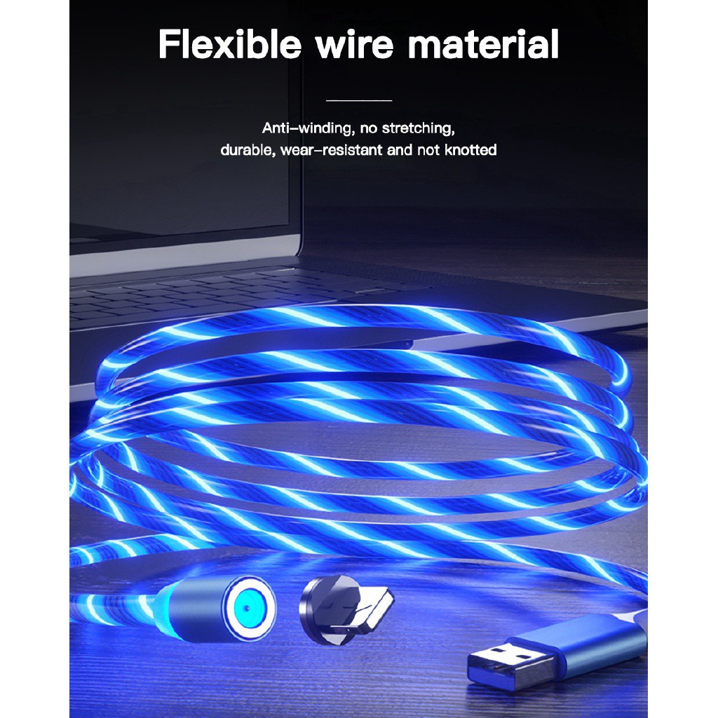 Cáp từ tính Sạc nhanh LED Cáp chiếu sáng Micro USB Loại C cho iPhone và Dây nam châm Android