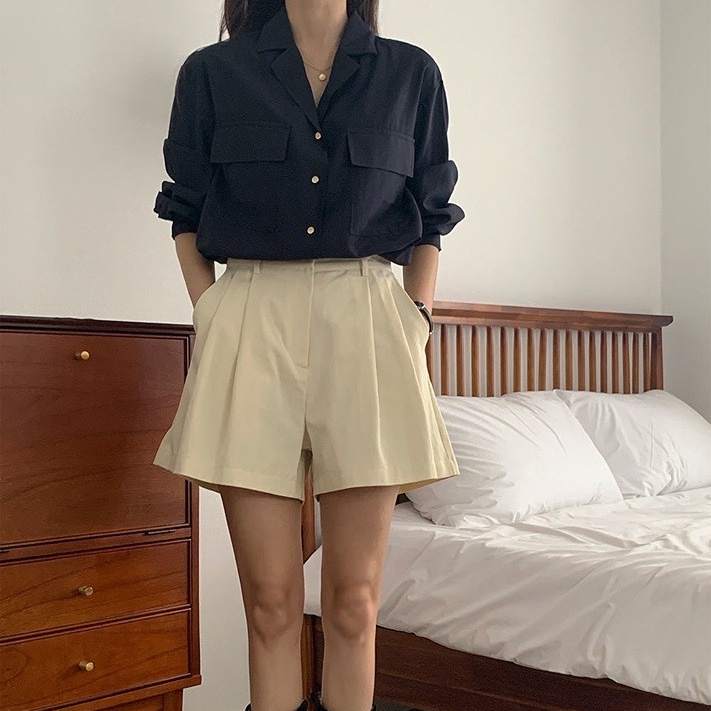 Áo sơ mi SUXI dài tay đơn giản phong cách Hàn Quốc cổ điển thời trang