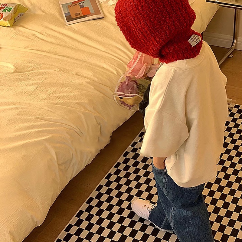 Áo Thun In Hình Hoa Màu Trắng Đen Dễ Phối Đồ Thời Trang Cho Bé Gái