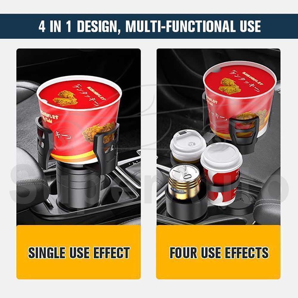 SuperAuto Giá Đỡ Cốc Nước 4 Trong 1 Đa Năng Điều Chỉnh Được Cho Xe Hơi Phụ KiệN Ô Tô