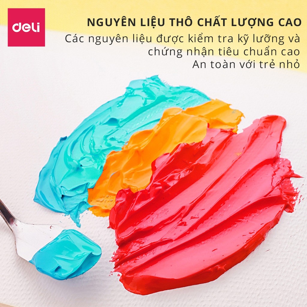 Màu Vẽ Acrylic Dạng Tuýp 12ml Chuyên Nghiệp Deli - vẽ vải / quần áo / giày - 12/18/24 màu