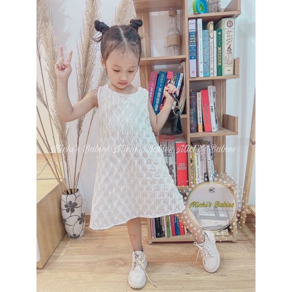 Váy tiểu thư trắng ren lông nổi thiết kế độc quyền phong cách hàn quốc siêu sang chảnh cho bé