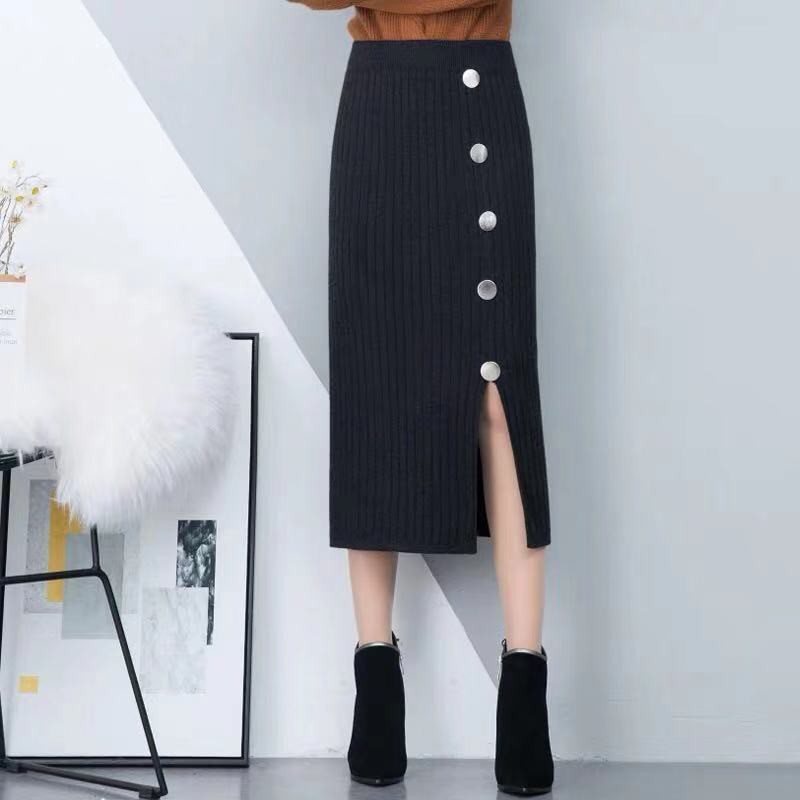 [SẴN HÀNG] Váy len dáng bút chì đính cúc Dài 70cm Chất len đẹp, không nhão, xù | BigBuy360 - bigbuy360.vn