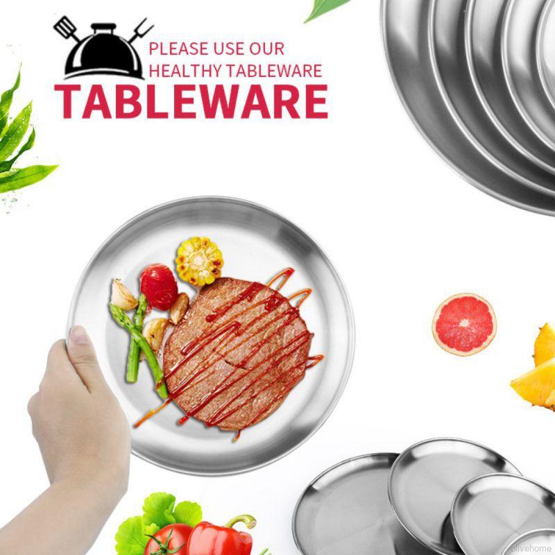 Đĩa Đựng Thức Ăn Bằng Thép Không Gỉ Tiện Dụng