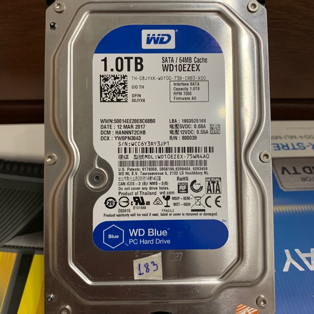 Ổ Cứng HDD WD Blue 1TB 3.5" (WD10EZEX)- SATA 3 - 7200RPM - CACHE 64MB