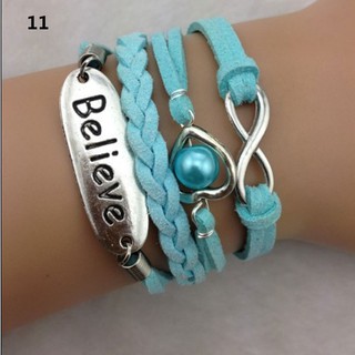Vòng Tay Da Mặt Charm Bạc
