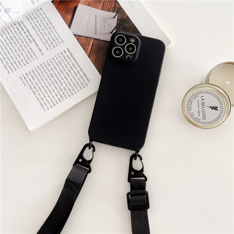 Ốp Điện Thoại Silicone Mềm Chống Thất Lạc Có Dây Đeo Chéo Cho Iphone 11 12 13 Pro Max XSMAX XR X 7 8 Plus
