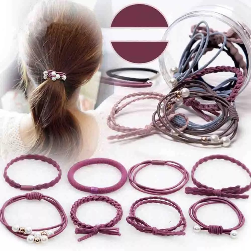 Bộ 12 Dây Buộc Tóc Cao Su Thời Trang Hàn Quốc Cho Nữ