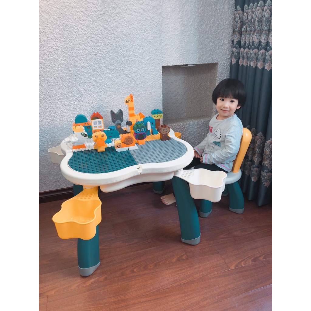 Bộ bàn ghế lego hoa anh đào đa chức năng cao cấp, đồ chơi thông minh, phát triển trí tuệ cho bé