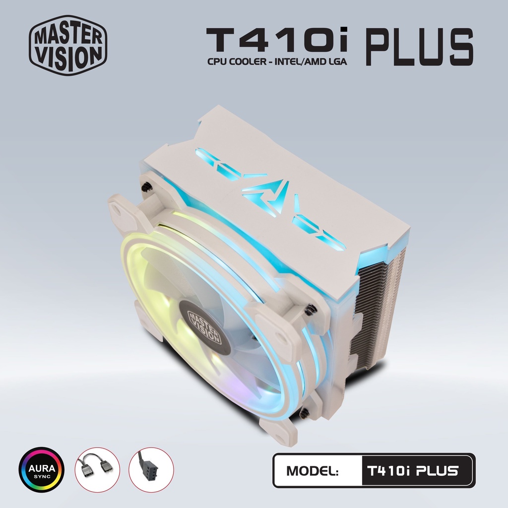 Tản nhiệt khí CPU 4 ống đồng VSP T410i Plus 1 fan 12cm RGB Black/White Đa năng. VI TÍNH QUỐC DUY