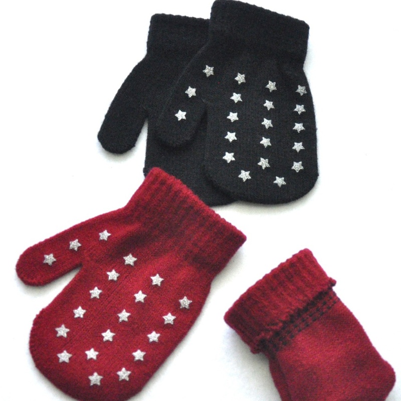 Găng Tay Giữ Ấm Chống Trượt Hình Ngôi Sao Hoạt Hình Cho Bé 1-4 Tuổi
