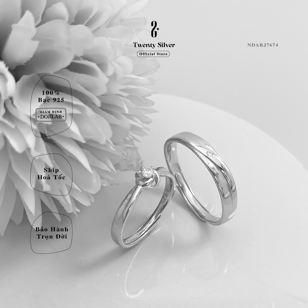 Nhẫn Đôi Bạc S925 Marry Me NDARJ7674. Nhẫn Đôi Bạc Nam Nữ 20Silver